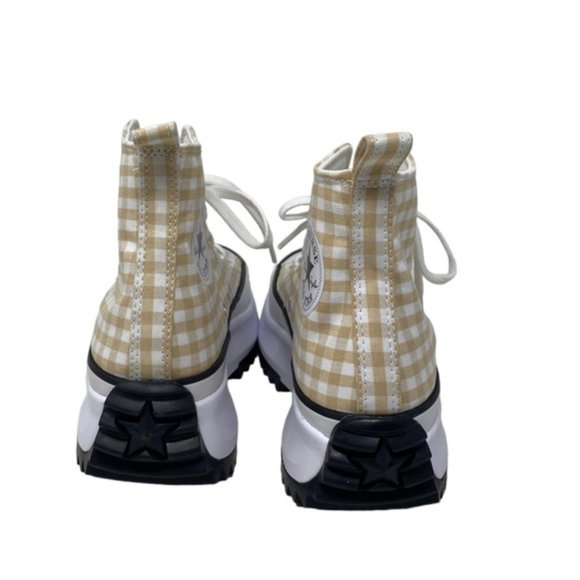 Converse Run Star Hi Platform Shoes Women Size White Beige Plaid Canvas A05999C - Picture 8 of 10